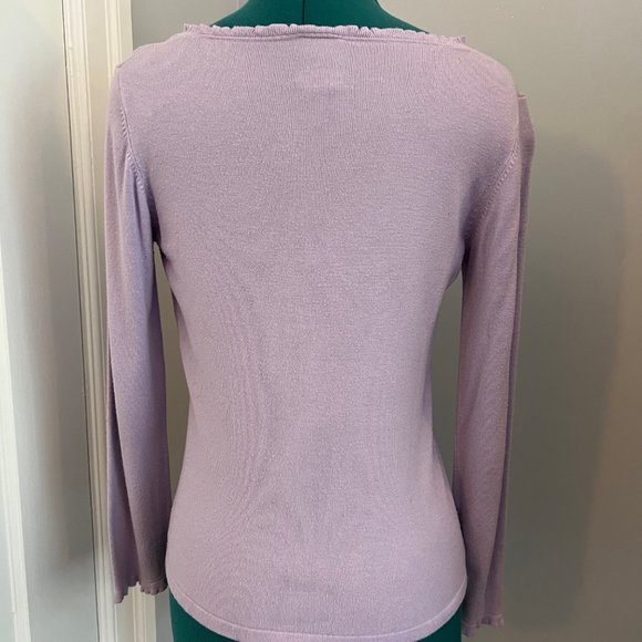 Super cute Mauve Sweater, Sz M with ruffled trim - Picture 2 of 3